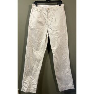 Buck Mason Pleated Twill Pants Mens Sz 32x32 Cream Straight Fit Timeless Minimal